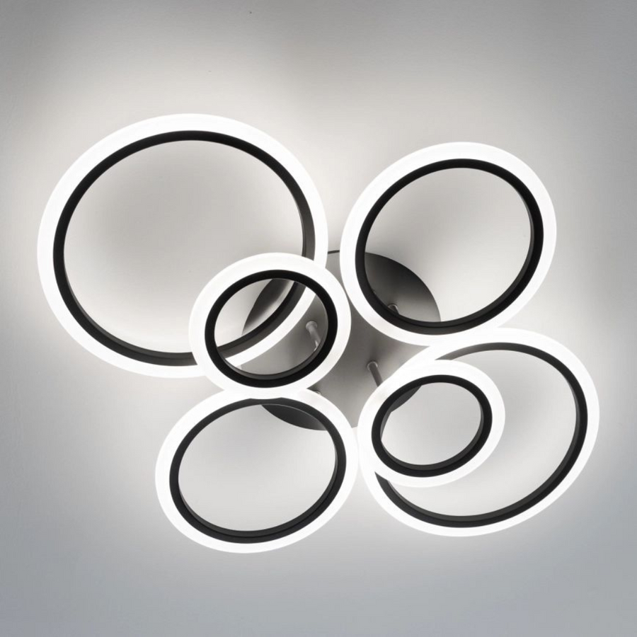 LED -csillár Betty 82W távirányítóval, 6 kör, hideg/forró/semleges fény, instabil, fekete