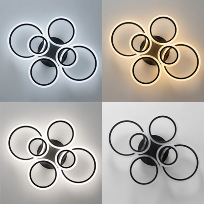 LED -csillár Betty 82W távirányítóval, 6 kör, hideg/forró/semleges fény, instabil, fekete