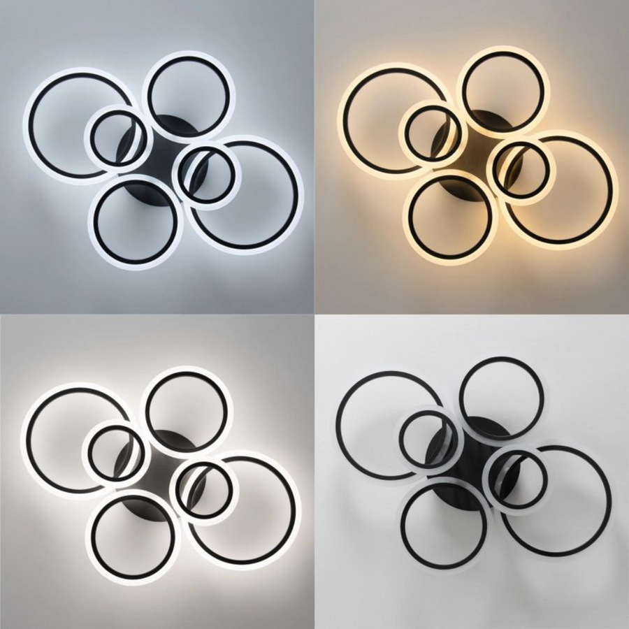 LED -csillár Betty 82W távirányítóval, 6 kör, hideg/forró/semleges fény, instabil, fekete