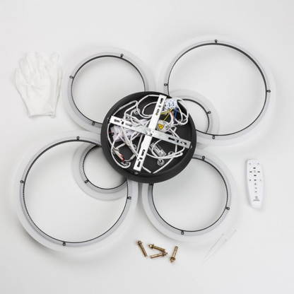LED -csillár Betty 82W távirányítóval, 6 kör, hideg/forró/semleges fény, instabil, fekete