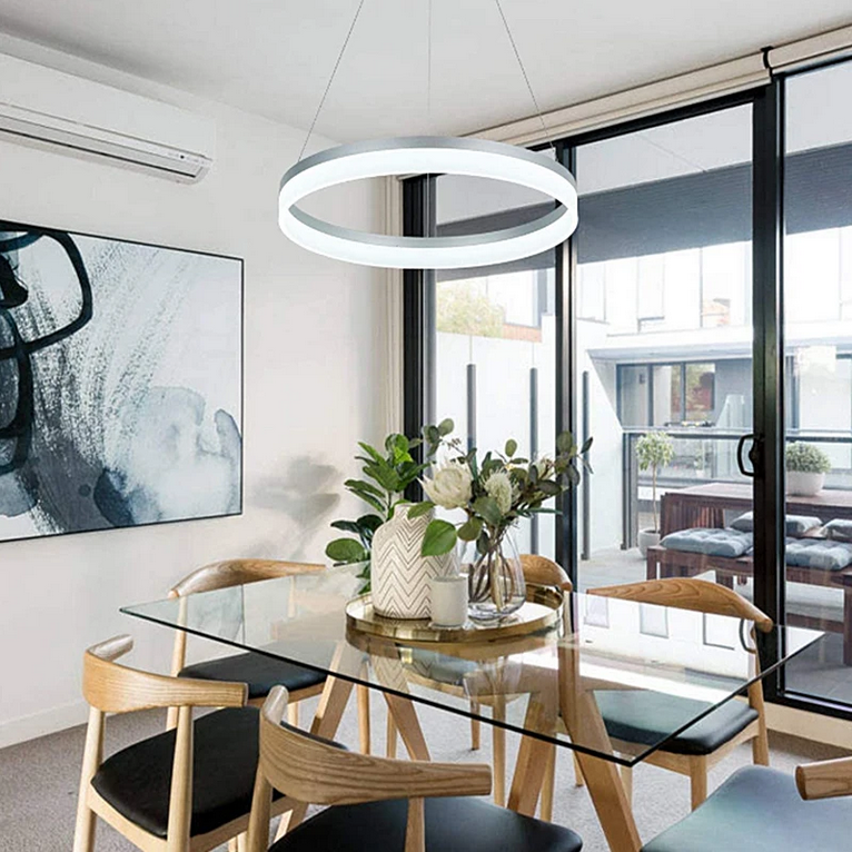 LED -csillár távirányítóval Anina 33W, hideg/forró/semleges fény, instabil, fehér, állítható magasság