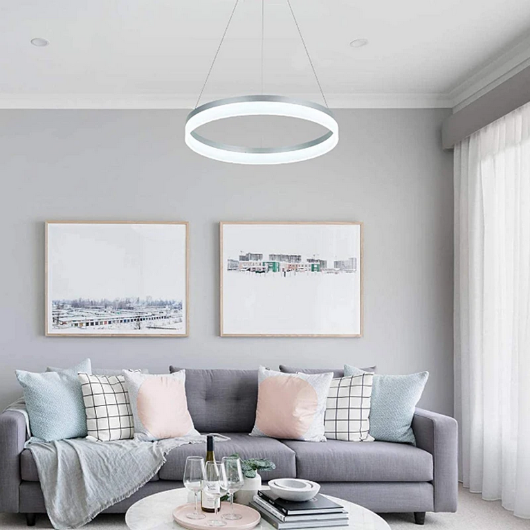 LED -csillár távirányítóval Anina 33W, hideg/forró/semleges fény, instabil, fehér, állítható magasság
