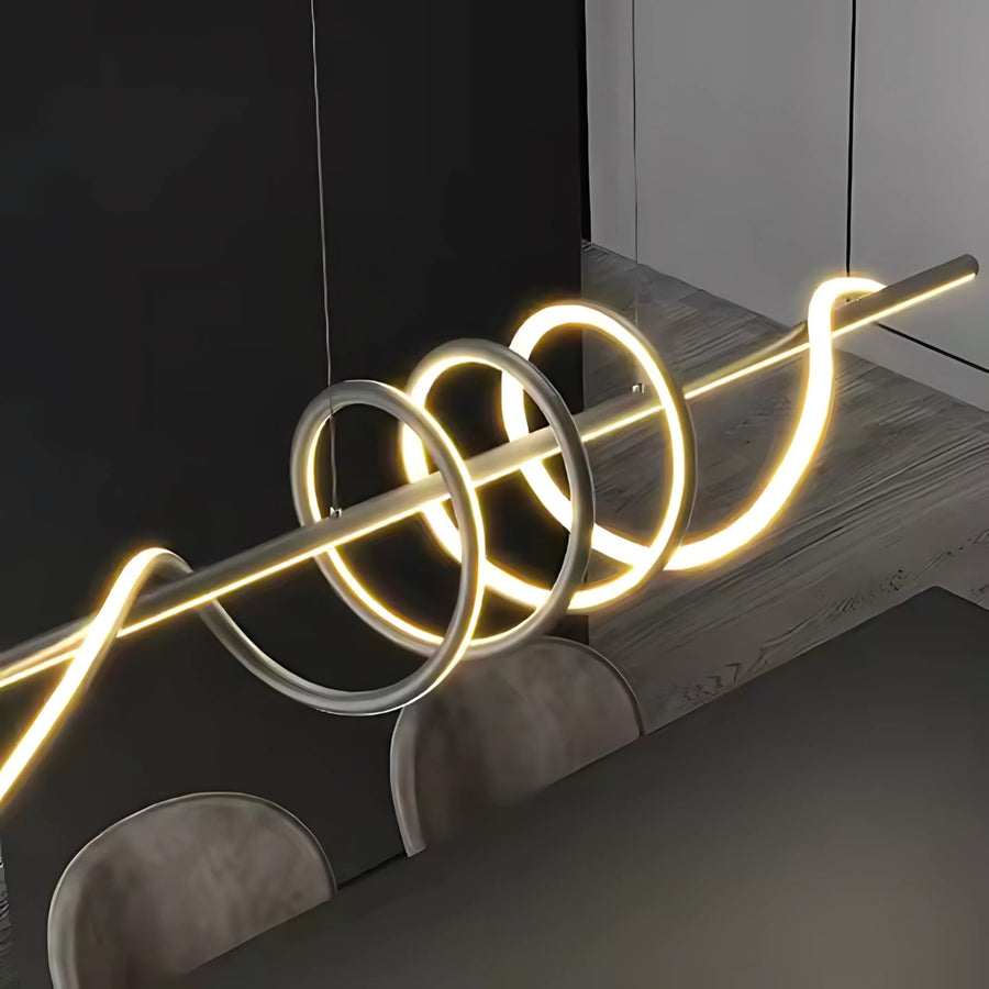 LED -vágy felfüggesztve szalaggal 66W távirányítóval, lineáris, hideg/forró/semleges fény, instabil, fekete, állítható magasság