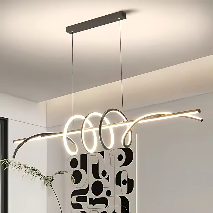 LED -vágy felfüggesztve szalaggal 66W távirányítóval, lineáris, hideg/forró/semleges fény, instabil, fekete, állítható magasság