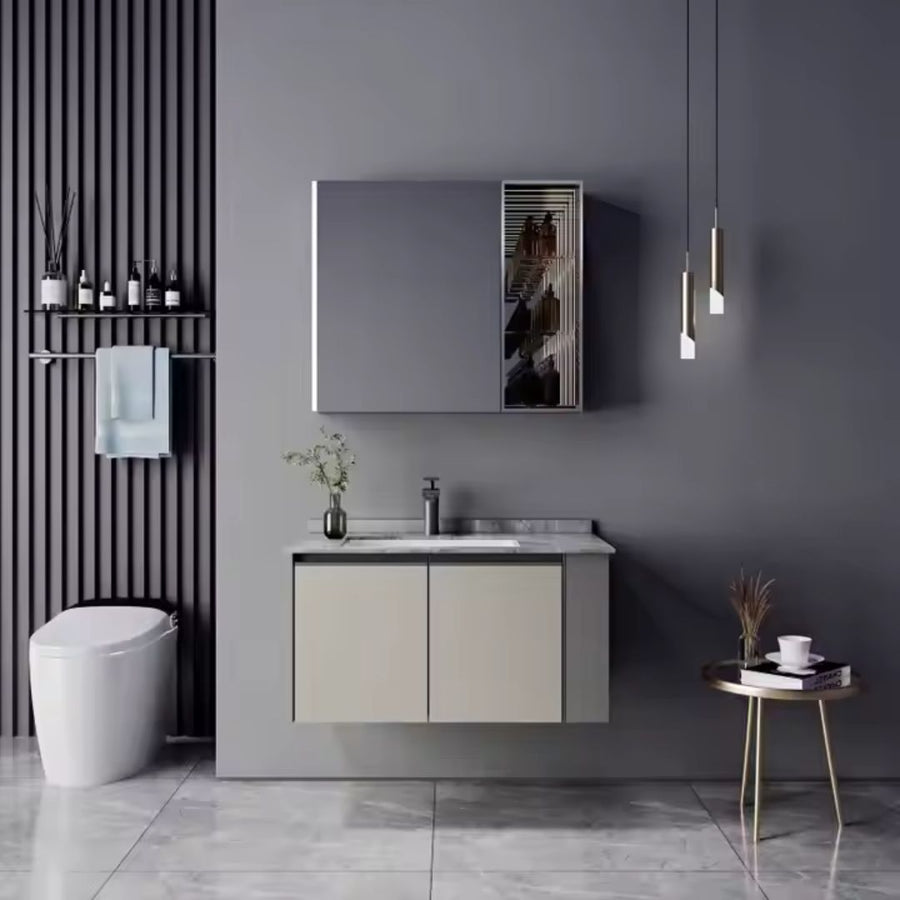 Zakynthos fürdőszoba bútorkészlet, 80 cm, 2 darab, szürke és krém