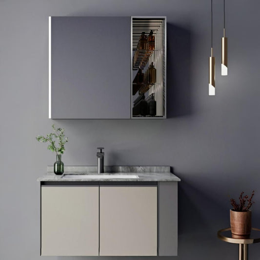 Zakynthos fürdőszoba bútorkészlet, 80 cm, 2 darab, szürke és krém