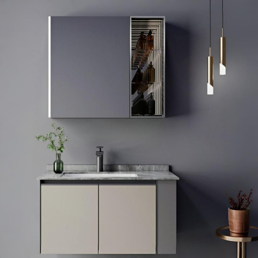Zakynthos fürdőszoba bútorkészlet, 80 cm, 2 darab, szürke és krém