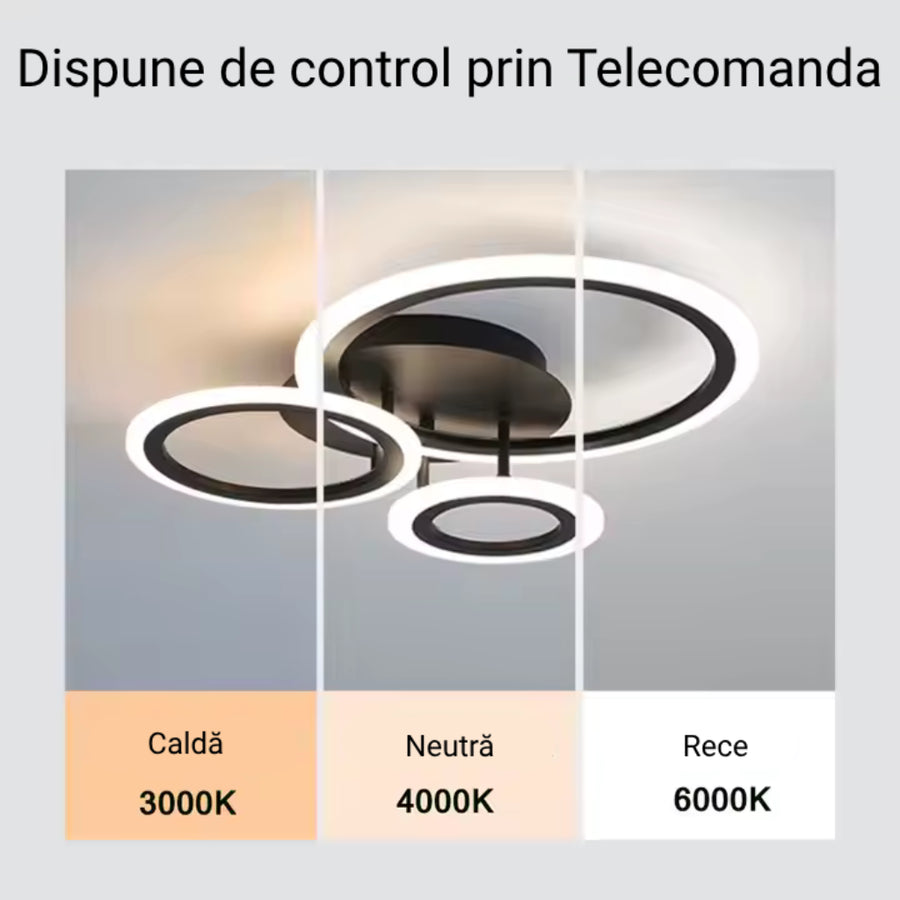 LED -csillár Betty 41W távirányítóval, 3 kör, hideg/forró/semleges fény, instabil, fekete