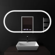 Ovális LED -tükör, 80x50 cm, MotionGlow Marcello érzékelő, letiltási rendszer, óra