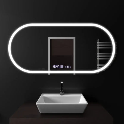 80x50cm ovális LED tükör altera mozgásgátló érzékelő Marcello Dimable óra leolvasztó rendszer