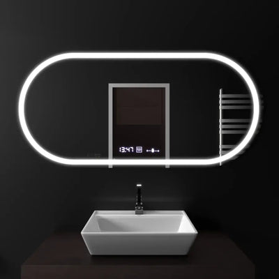 80x50cm ovális LED tükör altera mozgásgátló érzékelő Marcello Dimable óra leolvasztó rendszer