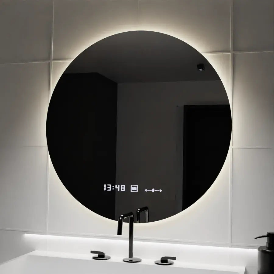 70 cm -es kerek LED -es tükör serenit mozgásgátló marcellow dimálható óra -szennyeződés és dimálható hőmérő