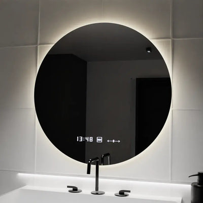 70 cm -es kerek LED -es tükör serenit mozgásgátló marcellow dimálható óra -szennyeződés és dimálható hőmérő