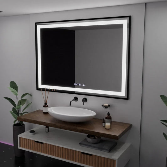 Mirror LED téglalap alakú 100x70cm Verite Maj a Noir Motion Glow Marcello rendszer fogyatékosságát és a hőmérő dimablázható