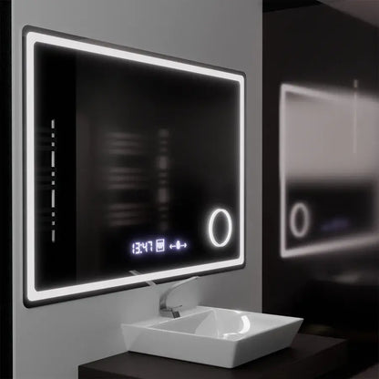 Tükör LED téglalap alakú 120x80cm Souverain MotionGlow Marcello Discant Clock System és Dimable Cosmetic Terométer