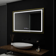 Téglalap alakú LED -tükör, 100x80 cm, Royale Gold Motion Glow Marcello, Osztályrendszer, óra és hőmérő, Dimable