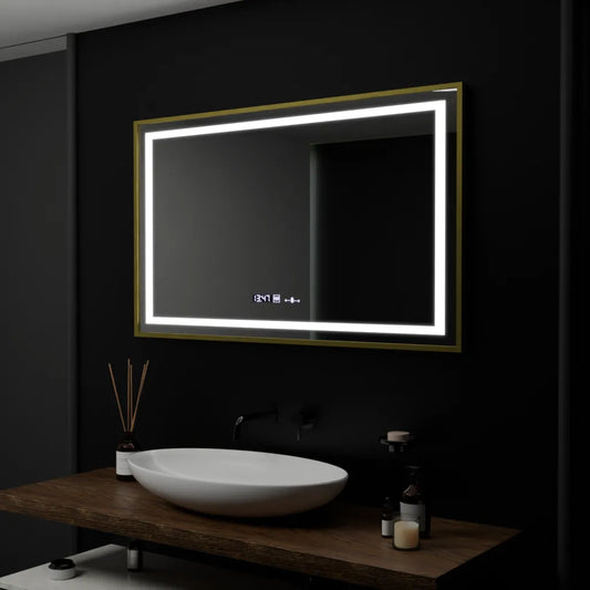 Tükör LED téglalap alakú 100x80cm verite royale arany mozgás ragyogó marcello dimable óra leolvasztási rendszer