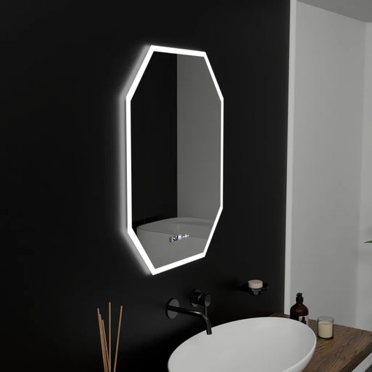 Mirror LED Polygon 60x80cm Hexaluce érzékelő MotionGlow Marcello Dimable óra leolvasztási rendszer