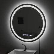 Kerek LED -tükör, 80 cm, Celeste Motionglow Marcello, Leírásító rendszer, óra és hőmérő, dimálható