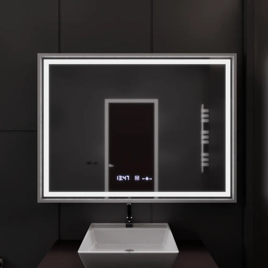 Tükör LED téglalap alakú 120x80cm verite birodalmi ezüst mozgás ragyogása Marcello óraszíni rendszer és dimálható hőmérő