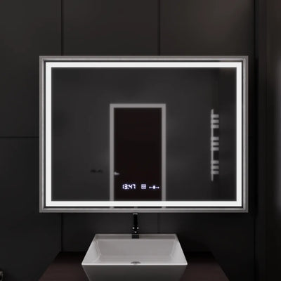 Tükör LED téglalap alakú 120x80cm verite birodalmi ezüst mozgás ragyogása Marcello óraszíni rendszer és dimálható hőmérő