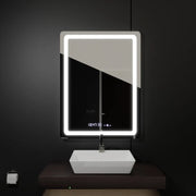 Téglalap alakú LED -tükör, 60x80 cm, Wizz Sensor MotionGlow Marcello, leolvasztási rendszer, óra és hőmérő, dimálva