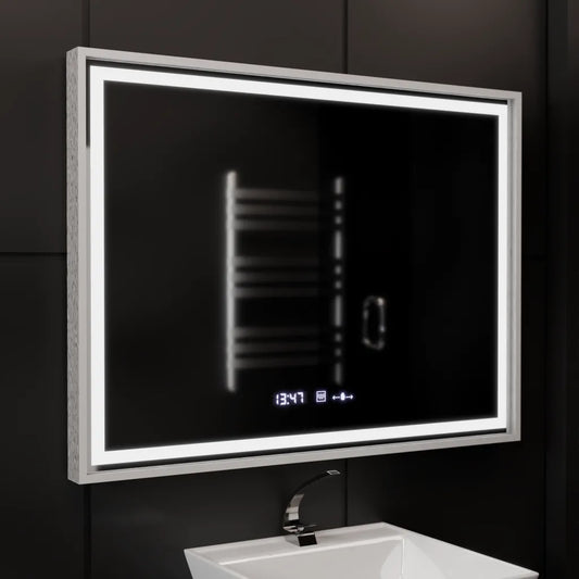 Tükör LED téglalap alakú 80x60cm verite birodalmi ezüst mozgás ragyogása Marcello óraszíni rendszer és dimálható hőmérő