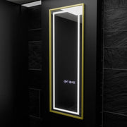 Téglalap alakú LED -tükör, 45x140 cm, Elena érzékelő radar Marcello, Desbriation System, óra és hőmérő, Dimable, öltözködés couture