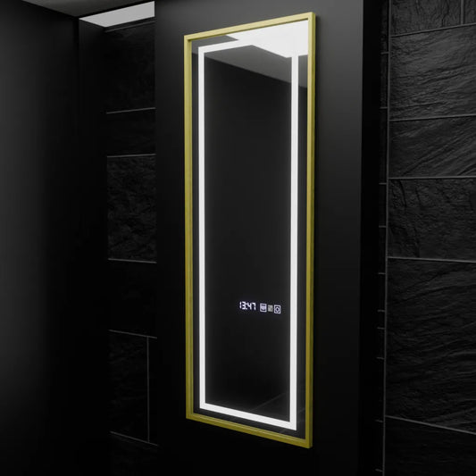Tükör LED téglalap alakú 45x140cm Elena Marcello érzékelő radarrendszer leolvasztása óra és dimálható hőmérő