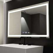 Téglalap alakú LED -tükör, 120x70 cm, sugárzó mozgásgátló marcello érzékelő, eltorzító rendszer, óra és hőmérő, daimable