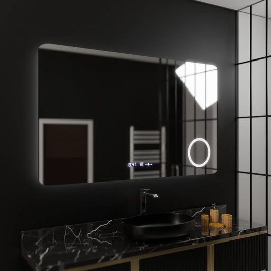 Tükör LED téglalap alakú 100x60cm celeste mozgásglow marcello lebontó óra leolvasztási rendszer termométer