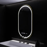 Ovális LED -tükör, 50x80 cm, roven érzékelő mozgásgátló marcello, letiltási rendszer, óra és hőmérő, daimable