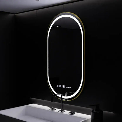 Ovális LED -tükör, 50x80 cm, roven érzékelő mozgásgátló marcello, letiltási rendszer, óra és hőmérő, daimable