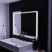 Téglalap alakú LED -tükör, 90x60 cm, egyetlen érzékelő Marcello, depoilációs rendszer, óra és hőmérő, dimálva