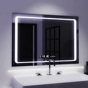 Téglalap alakú LED -tükör, 90x60 cm, egyetlen érzékelő Marcello, depoilációs rendszer, óra és hőmérő, dimálva