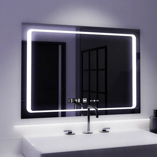 Tükör LED téglalap alakú 90x60cm talp Marcello érzékelő rendszer leolvasztása óra és hőmérő