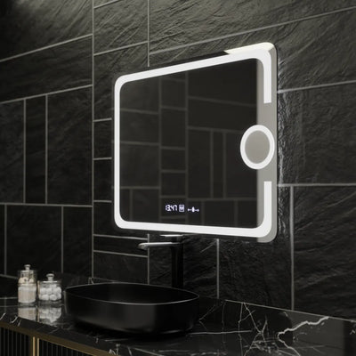 Mirror LED téglalap alakú 80x60cm eclat mozgásglow marcello óraszíni rendszer és farkas hőmérő dimable kozmetikum