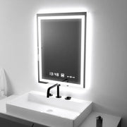 Téglalap alakú LED -tükör, 45x60 cm, Verite MotionGlow Marcello, helyettes rendszer, óra és hőmérő, dimálható