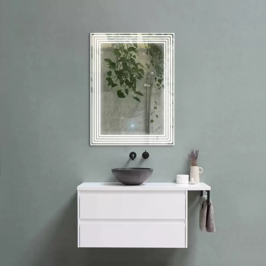 Téglalap alakú LED -tükör, eltorzítás, 60x80cm, Adis Basic Touch