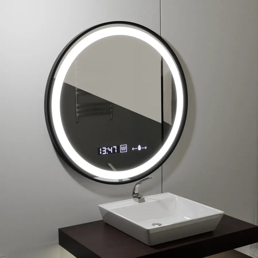60 cm -es kerek LED Mirror Majesté Noir MotionGlow Marcello Dimable óra leolvasztási rendszer