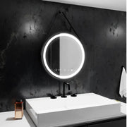 Kerek LED -tükör, 50 cm, Celeste Majes Noir Noir Motionglow Marcello, letiltási rendszer, óra és hőmérő, Davable