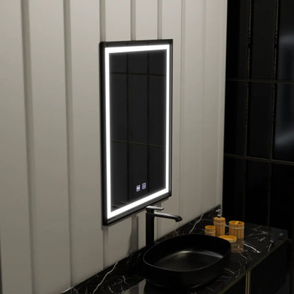 Tükör LED téglalap alakú 60x90cm élű fényszóró -behatolási rendszer, fekete keret