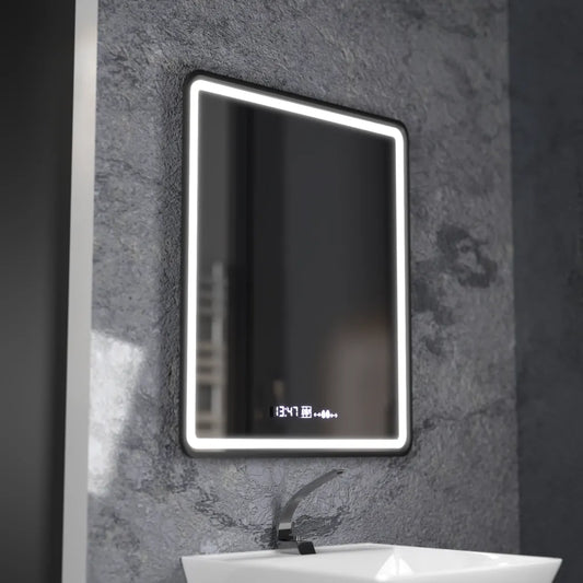 Mirror LED Touch Favola rendszer leolvasztása Neagra óra és hőmérséklet 75x90 cm Marcello Funghi kollekció