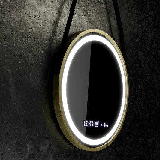 Mirror LED kerek 60 cm Celesti Royale Gold EleVe MotionGlow Marcello Dimable Clock Precrosting System