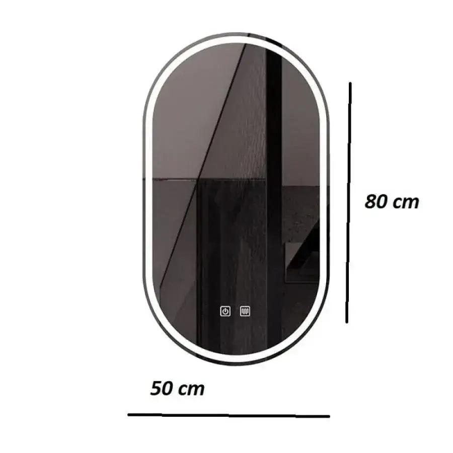 Mirror LED ovális 50x80 Velara Touch behatolási rendszer, Dimable