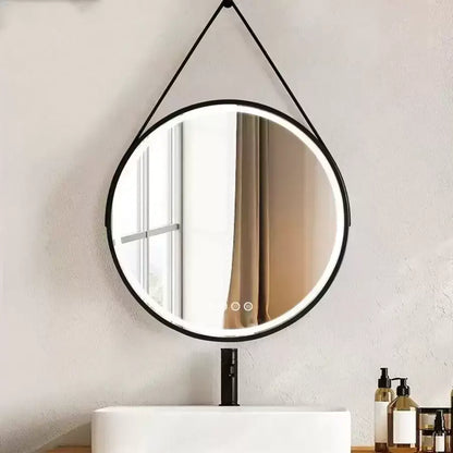 Kerek LED -tükör, 60 cm, Celeste Majesti Noir EleVe Motionglow Marcello, Szabadságrendszer, óra és hőmérő, Dimable