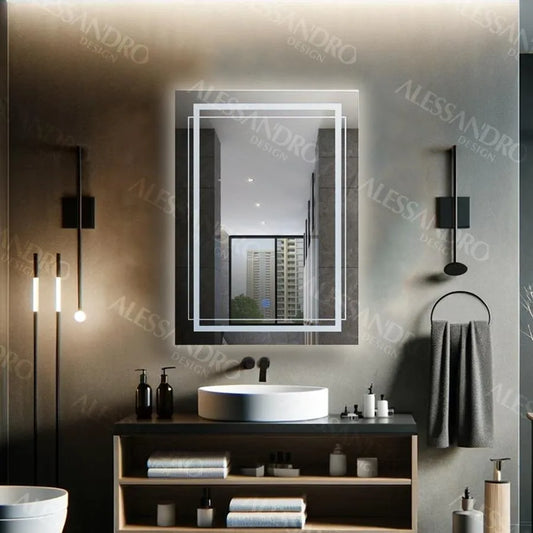 Tükör LED téglalap alakú 50x70cm érintés Koven letiltási rendszer