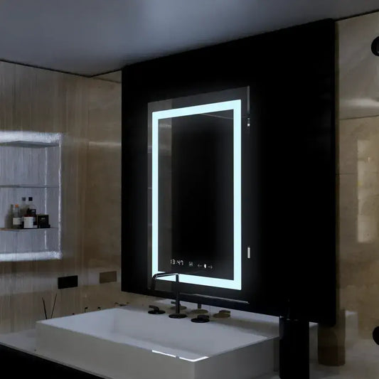 Téglalap alakú LED tükör 75x90cm verite mozgásglow marcello dimablable órás