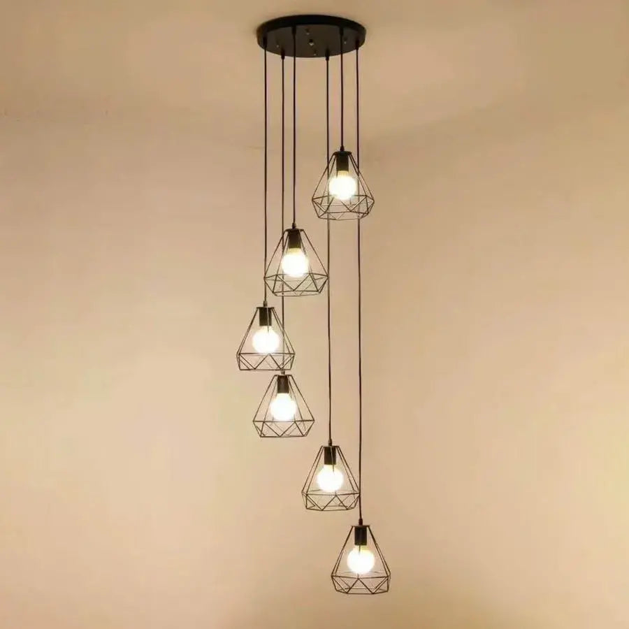Polust Diamond Shape, Struktur, 6x E27, fekete, fém