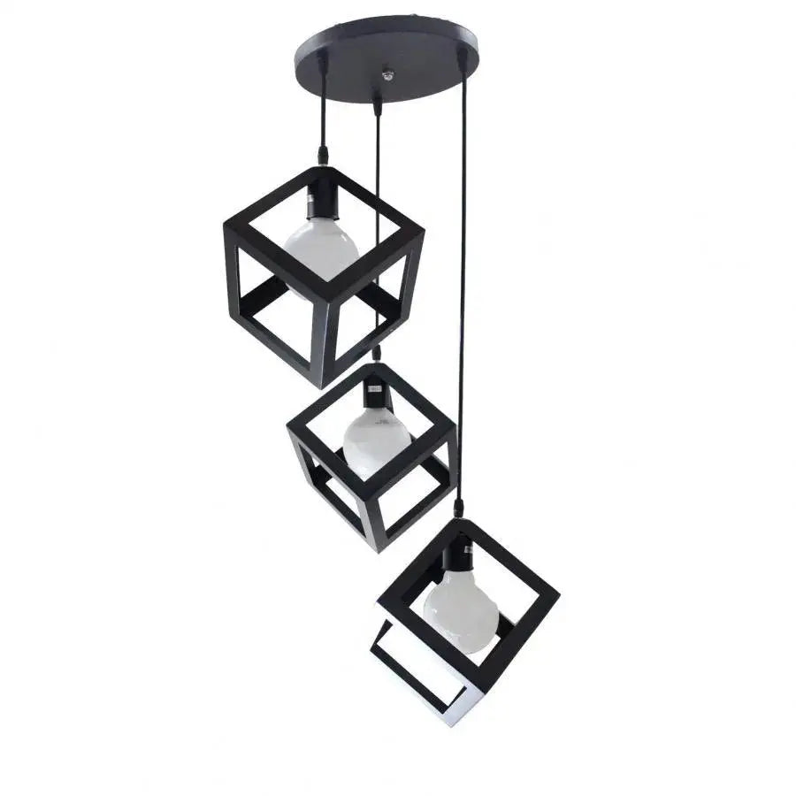 Lustra Cub forma, Struktur klaszter, 3 x E27, fekete, fém